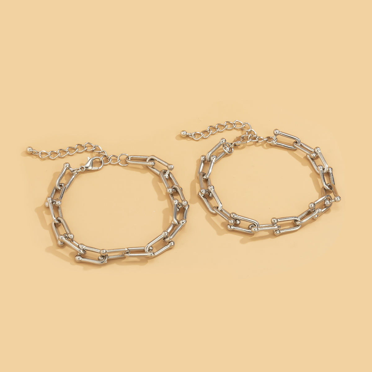 Silver-Plated Vachette Chain Bracelet Set