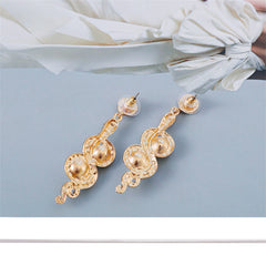 Cubic Zirconia & Pearl 18K Gold-Plated Snake Drop Earrings