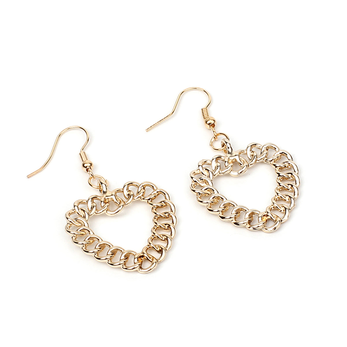 18K Gold-Plated Figaro Open Heart Drop Earrings