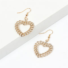 18K Gold-Plated Figaro Open Heart Drop Earrings