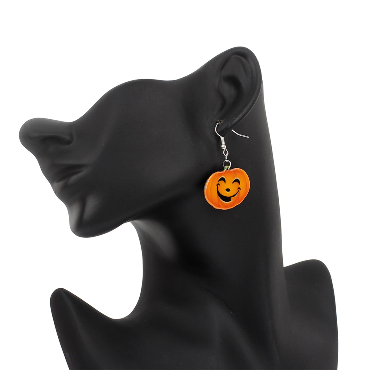 Orange Acrylic & Silver-Plated Pumpkin Drop Earrings