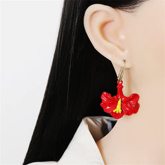 Red Enamel & 18K Gold-Plated Petunia Drop Earrings