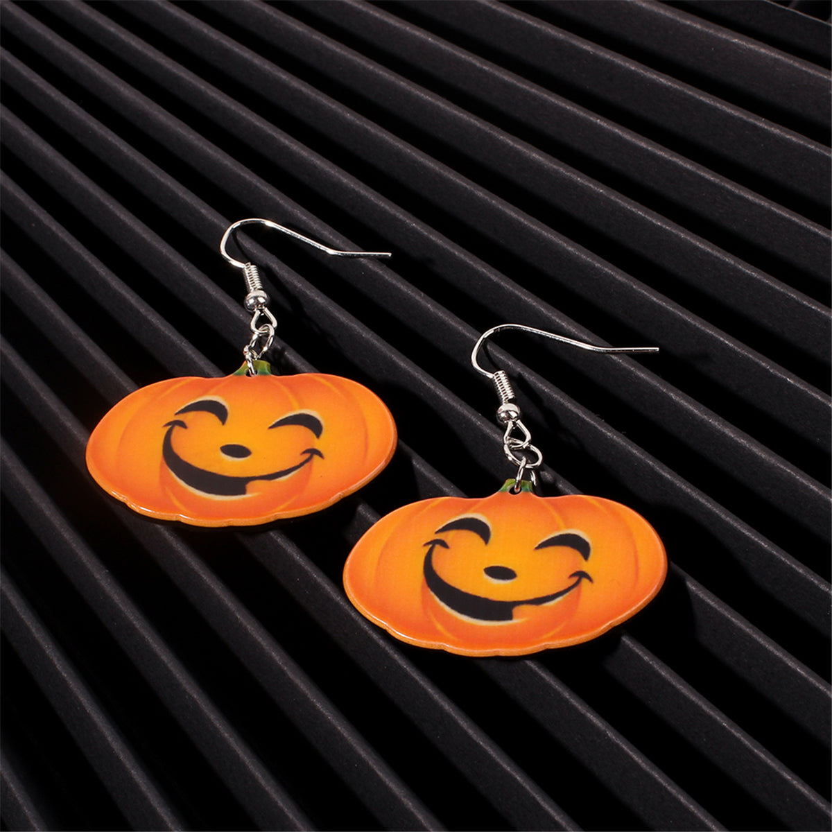 Orange Acrylic & Silver-Plated Pumpkin Drop Earrings