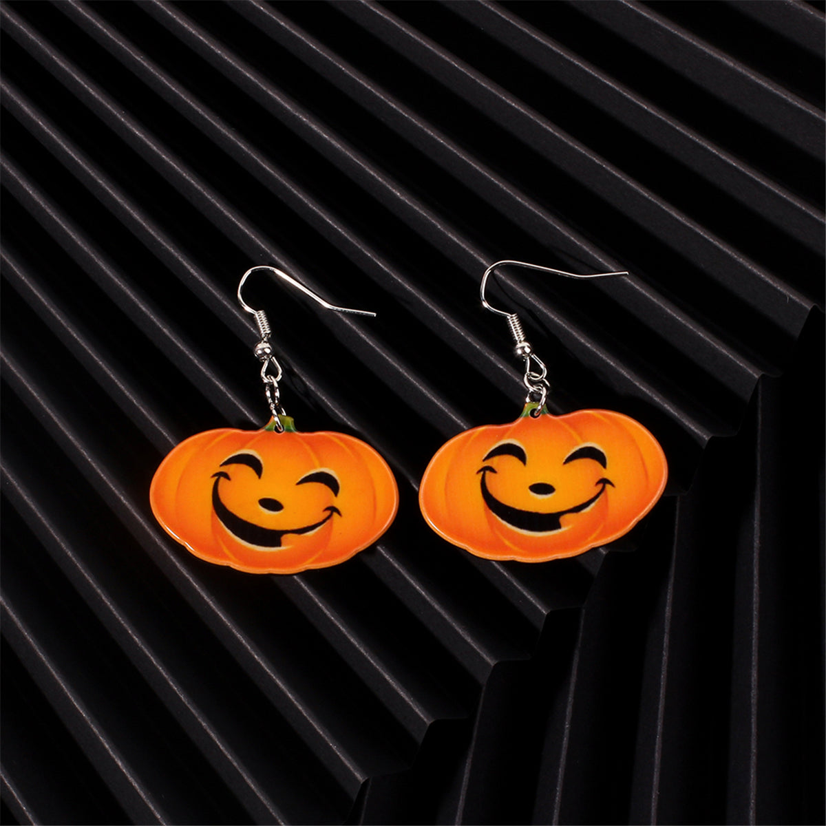 Orange Acrylic & Silver-Plated Pumpkin Drop Earrings