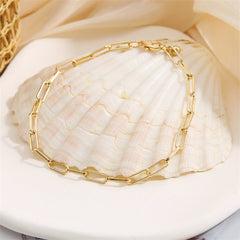 Stunning 18K gold-plated cable chain bracelet crafted from a single link, perfect for any stylish occasion.