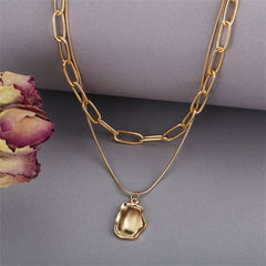 18K gold-plated cable chain necklace with a beautiful layered pendant, perfect for adding elegance to any outfit.