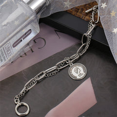 Silver-Plated Coin Layered Bracelet