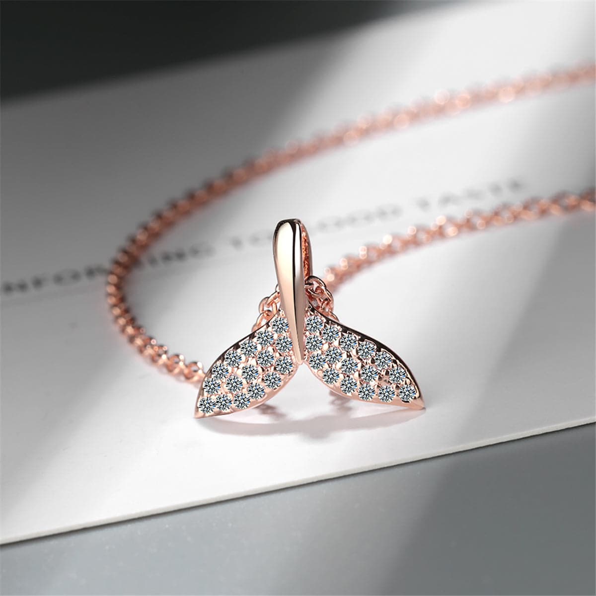 Cubic Zirconia & 18K Rose Gold-Plated Tail Pendant Necklace