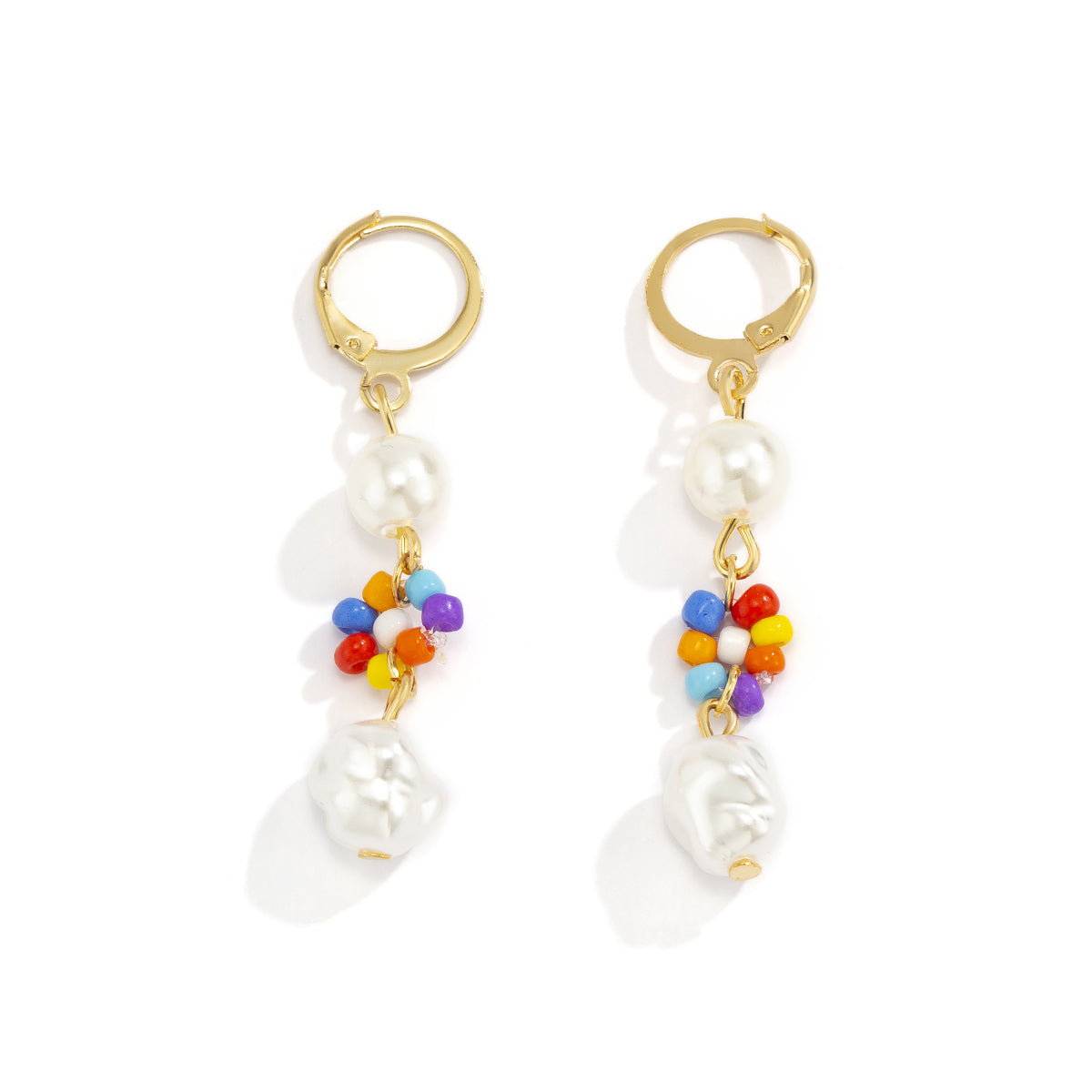 Multicolor Howlite & Pearl 18K Gold-Plated Drop Earrings