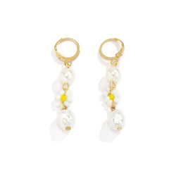 White Howlite & Pearl 18K Gold-Plated Flower Drop Earrings