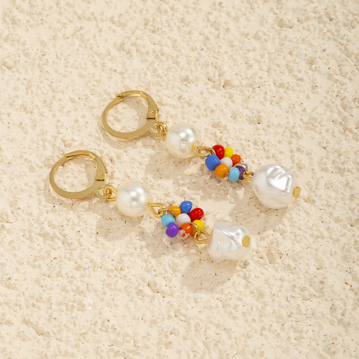 Multicolor Howlite & Pearl 18K Gold-Plated Drop Earrings