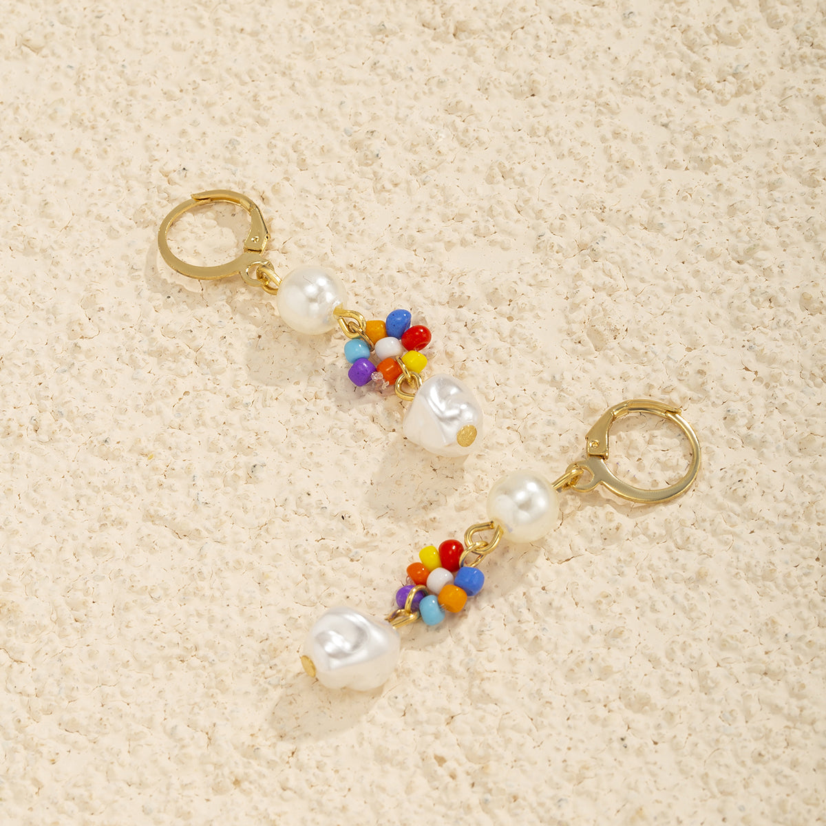 Multicolor Howlite & Pearl 18K Gold-Plated Drop Earrings