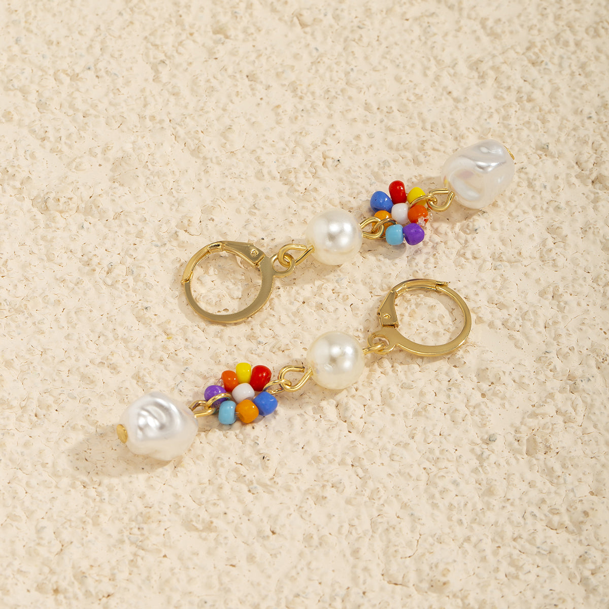 Multicolor Howlite & Pearl 18K Gold-Plated Drop Earrings