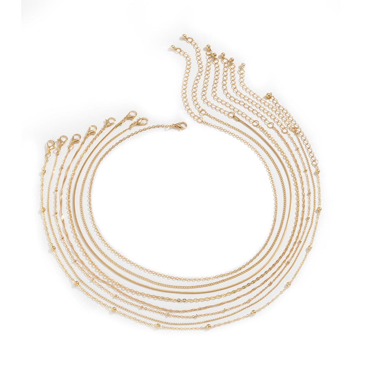 18K Gold-Plated Bead Chain Necklace Set