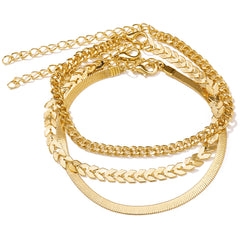 Beautifully crafted 18K gold-plated layered chain anklet, ideal for elevating your accessory game effortlessly.