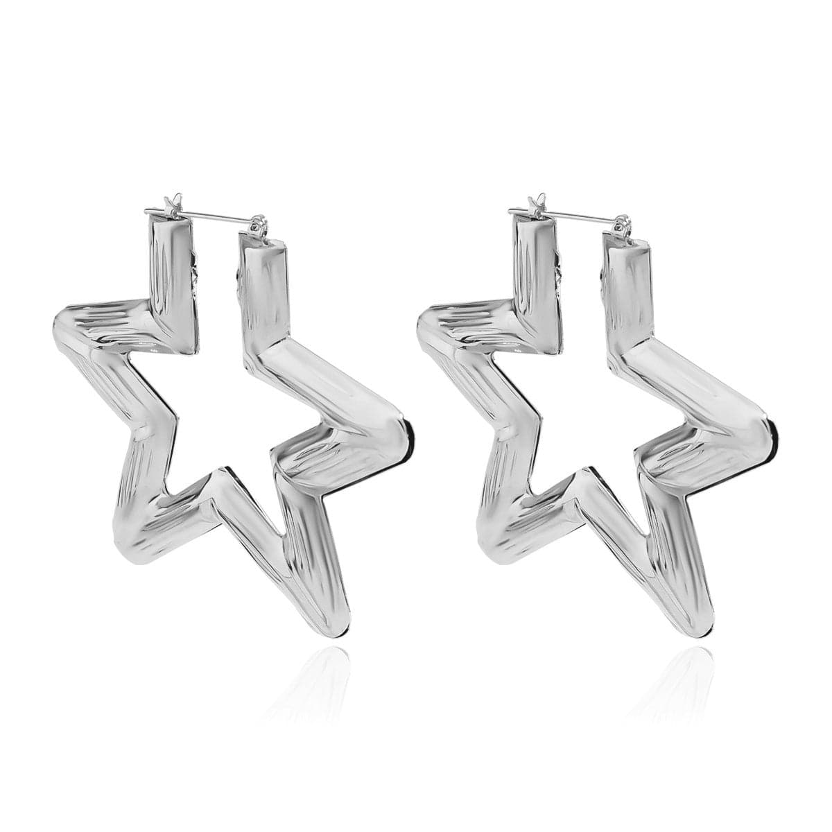 Silver-Plated Star Hoop Earring