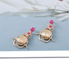 Pink Resin & 18K Gold-Plated Beetle Drop Earrings