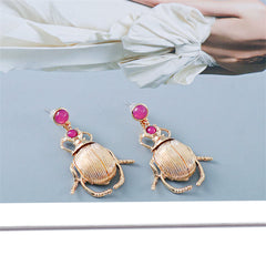 Pink Resin & 18K Gold-Plated Beetle Drop Earrings