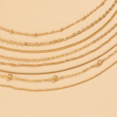 18K Gold-Plated Bead Chain Necklace Set