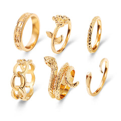 18K Gold-Plated Rose Snake Ring Set