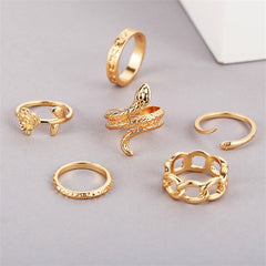 18K Gold-Plated Rose Snake Ring Set