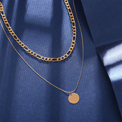 Chic 18K gold-plated necklaces with a disc pendant, designed for layering and enhancing your fashion statement.