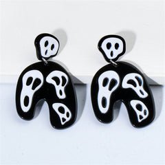 Black Acrylic & Silver-Plated Ghost Drop Earrings