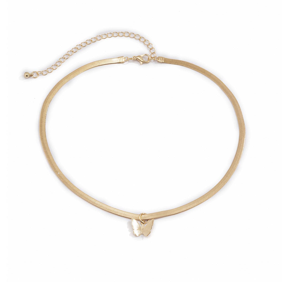 18K Gold-Plated Butterfly Snake Chain Choker Necklace