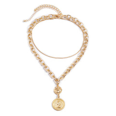 18K Gold-Plated Coin Pendant Necklace Set