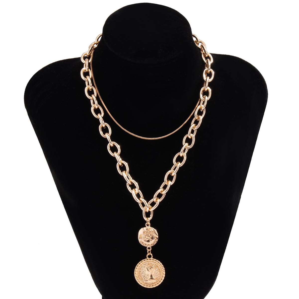 18K Gold-Plated Coin Pendant Necklace Set