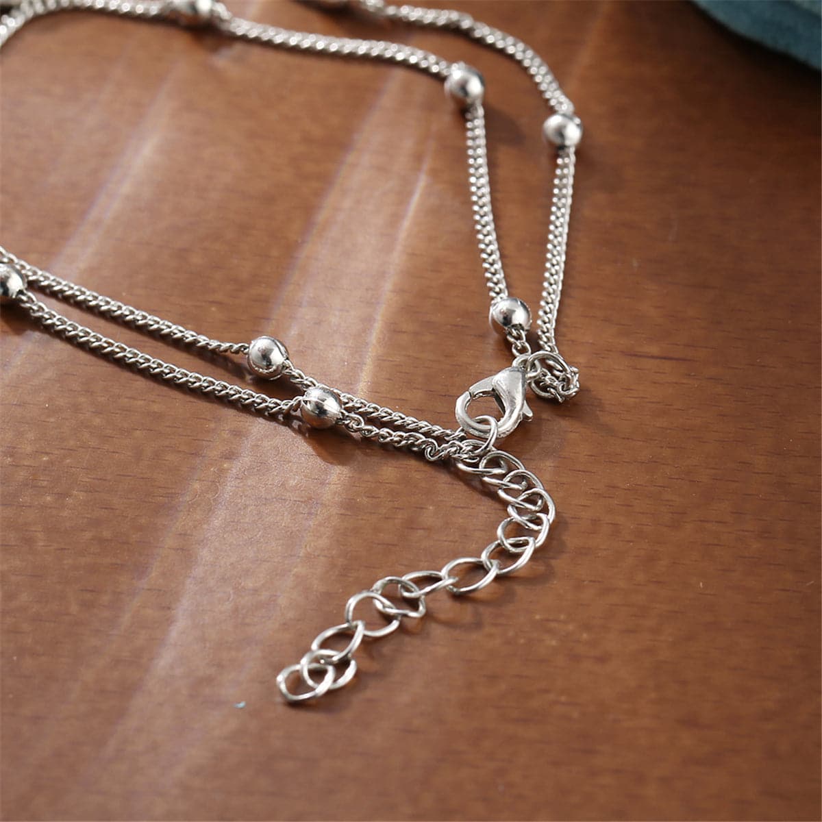 Silver-Plated Dolphin Layered Charm Anklet