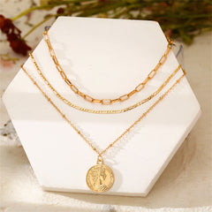 Chic 18K gold-plated coin pendant necklace, a stylish accessory that enhances any look with its luxurious charm.