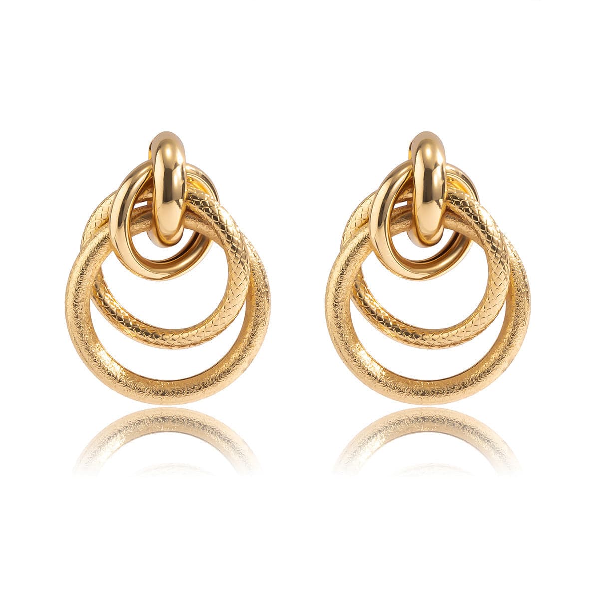 18K Gold-Plated Layered Circle Drop Earrings