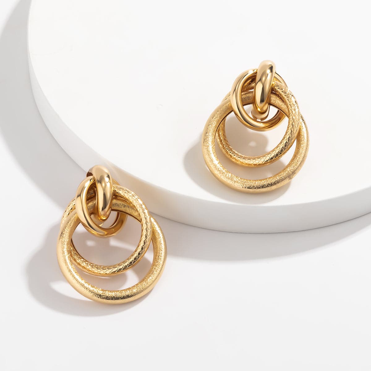 18K Gold-Plated Layered Circle Drop Earrings