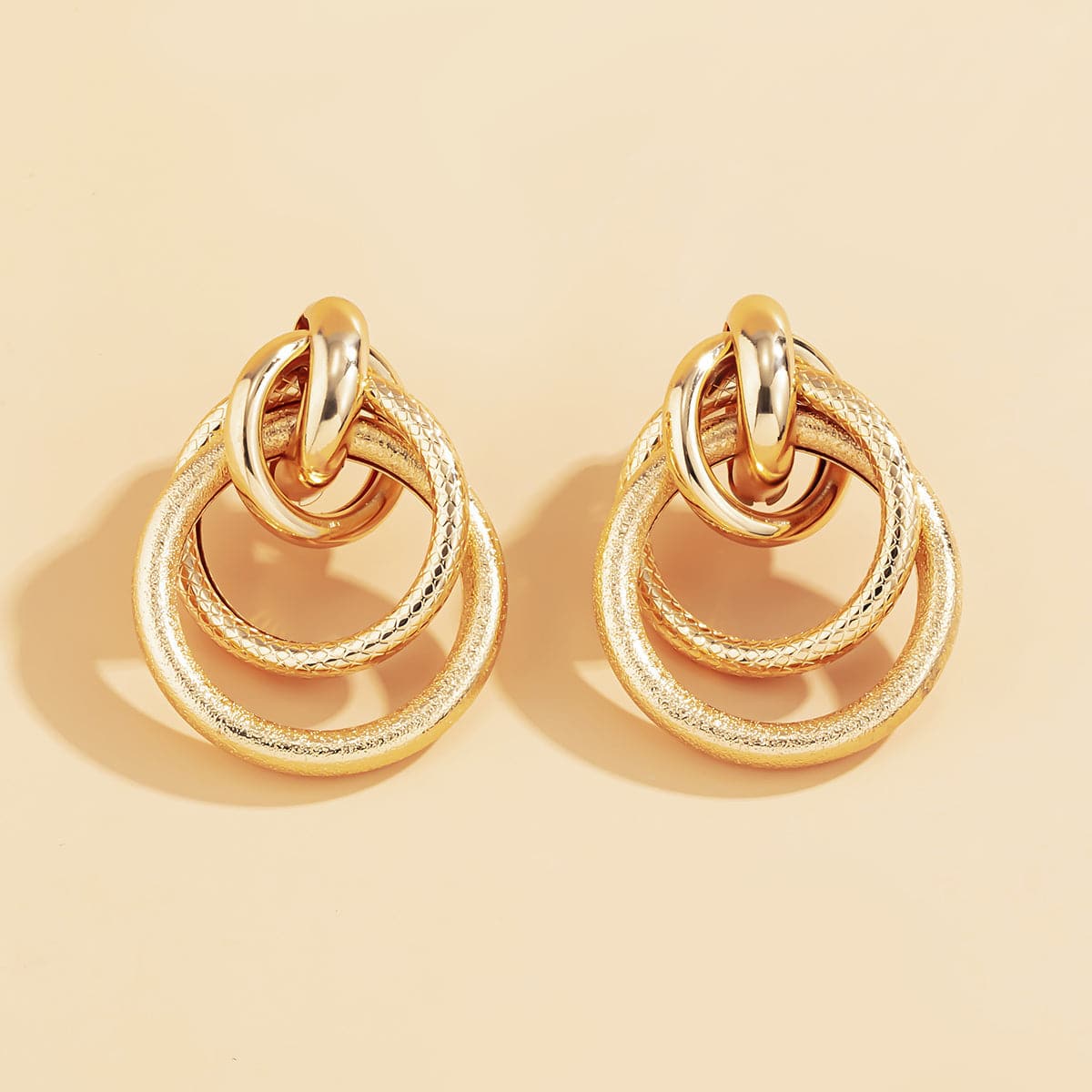 18K Gold-Plated Layered Circle Drop Earrings