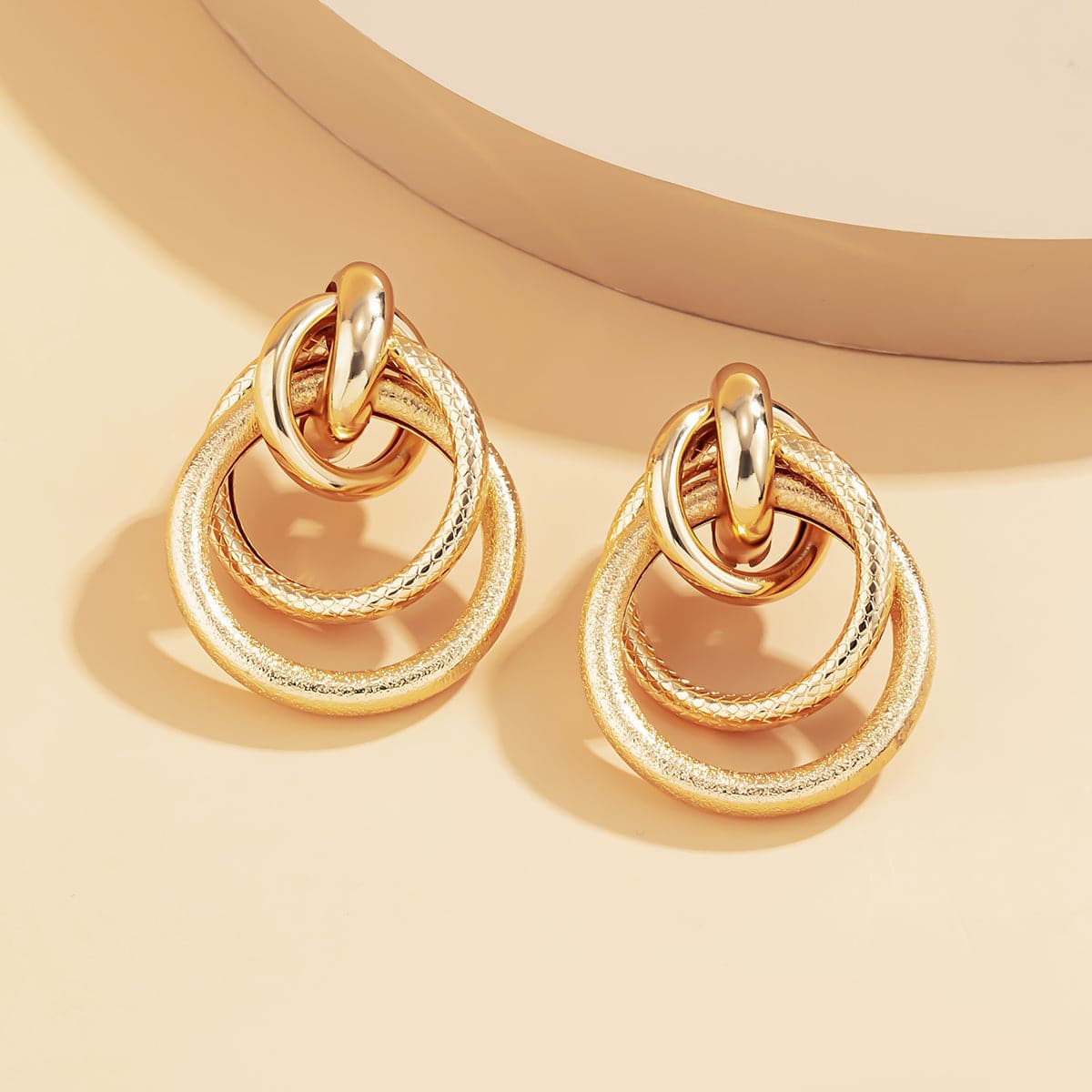 18K Gold-Plated Layered Circle Drop Earrings