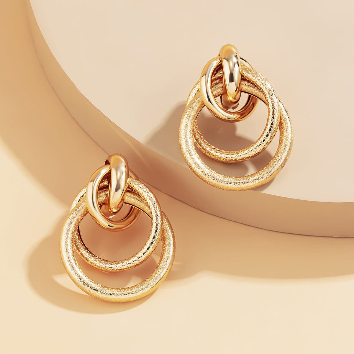 18K Gold-Plated Layered Circle Drop Earrings