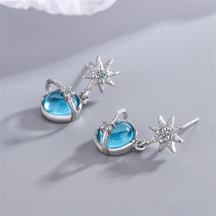 Moonstone & Cubic Zirconia Star & Planet Drop Earrings