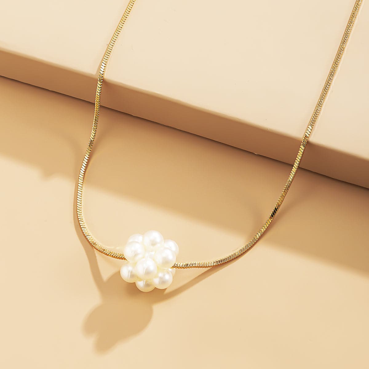 Pearl & 18K Gold-Plated Cluster Pendant Necklace