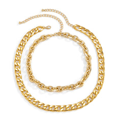 Stunning 18K gold-plated curb chain necklace set, ideal for elevating your style with a touch of elegance.