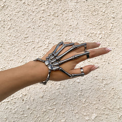 Black Corpse Hand Five-Finger Ring Stretch Bracelet