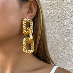 18K gold-plated chunky chain link drop earrings featuring a stylish gold tone, perfect for adding flair to any outfit.