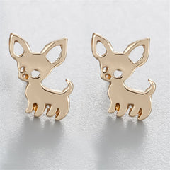 Chic 18K gold-plated chihuahua earrings, showcasing your love for these tiny dogs in a fashionable and fun way.