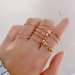 18K Gold-Plated Bead Layered Ring Set