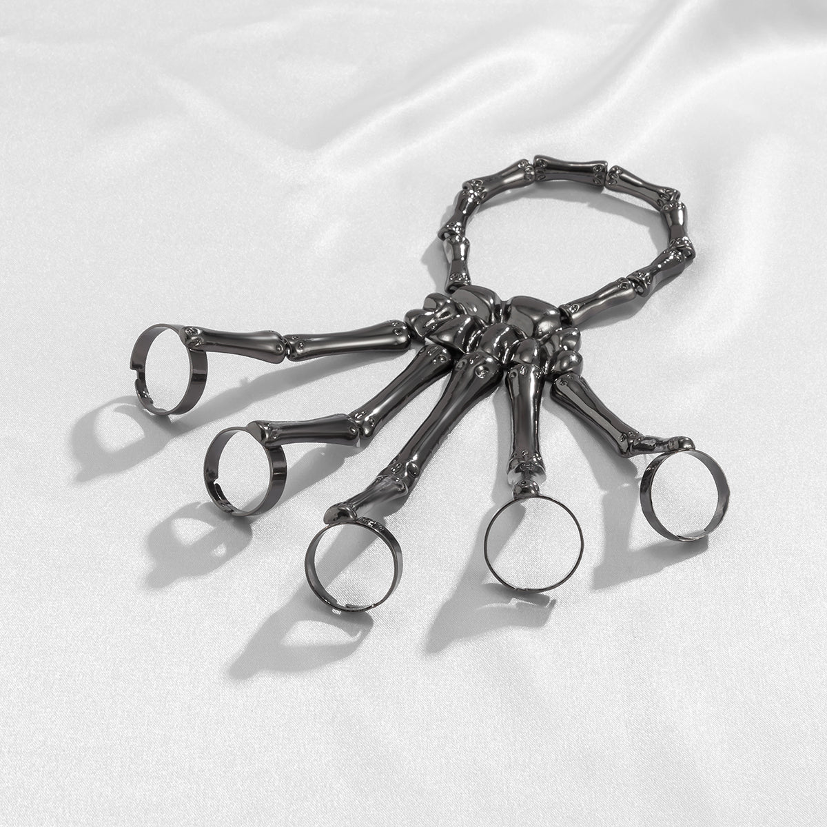 Black Corpse Hand Five-Finger Ring Stretch Bracelet