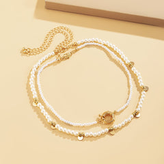 Pearl & 18K Gold-Plated Station Choker Necklace Set