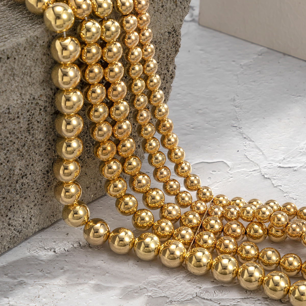 18K Gold-Plated Bead Layered Statement Necklace