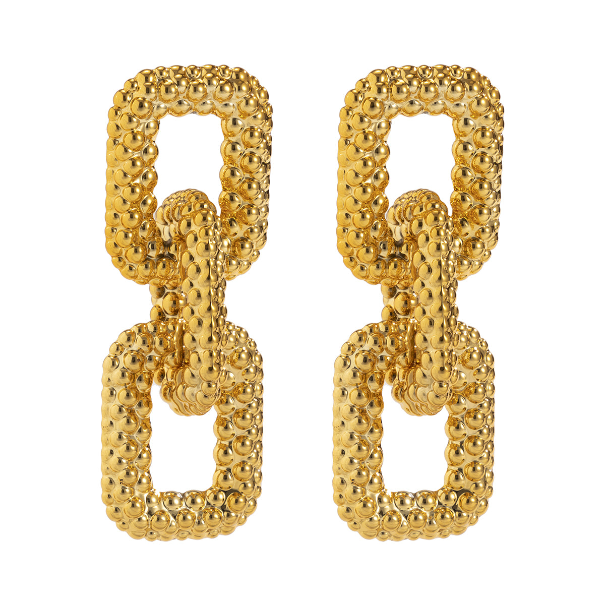 Chic 18K gold-plated chunky chain link drop earrings, designed with a beautiful gold tone and eye-catching link details.