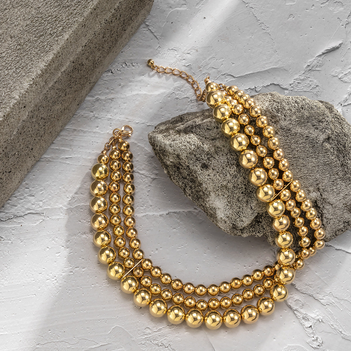 18K Gold-Plated Beaded Layered Choker Necklace