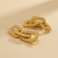 Stunning 18K gold-plated chunky chain link drop earrings in a radiant gold tone, ideal for elevating your accessory game.